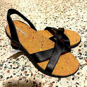 Merrell Black Leather Napa Valley Sling Sandals NWT